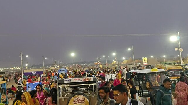 Crowd of people at Kumbh fair at Prayagraj