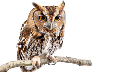 Naklejka premium Owl perched on branch with transparent background