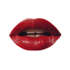 Obraz premium Red Lips with Glossy Finish on transparent background 