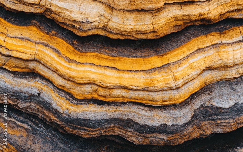 Aufkleber Striking Layers of Sedimentary Rock Natural Yellow and Gray Stone Texture Background Perfect for geological or abstract designs