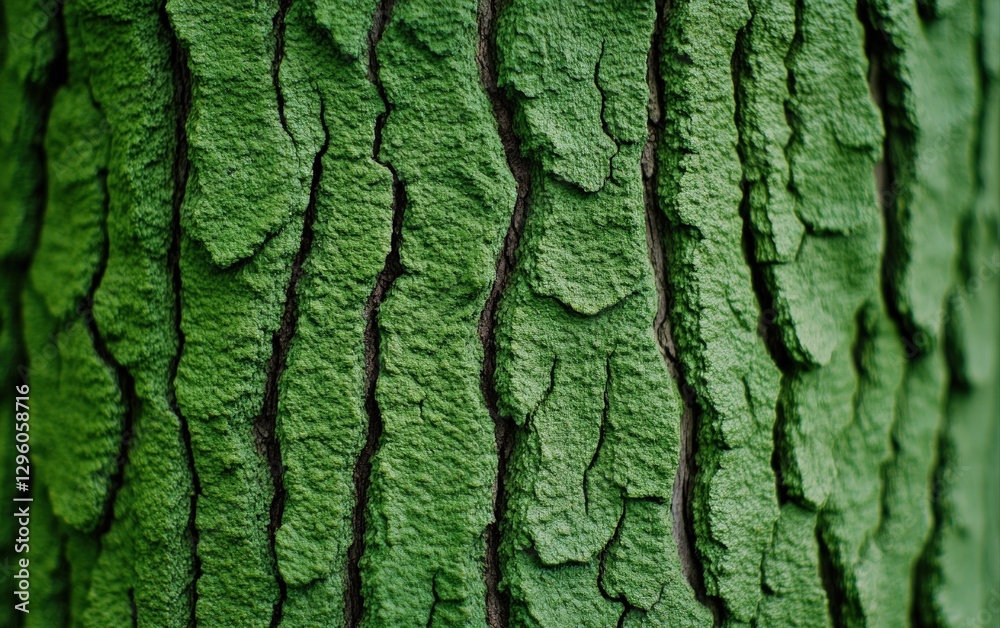 Leinwandbilder textured green bark of tree with unique patterns and details
