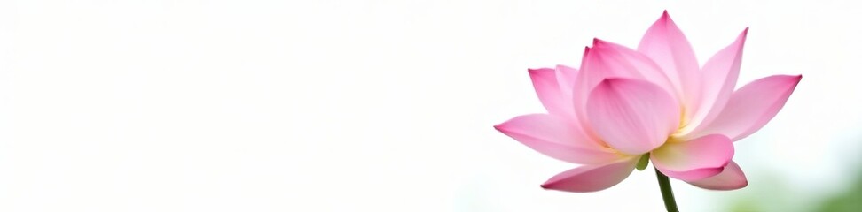 Isolated lotus flower blooming elegantly against a plain white backdrop, lotus, isolated