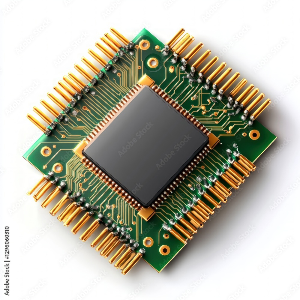 Fototapete Intricate close-up of a micro processor showcasing its complex architecture and minuscule design features