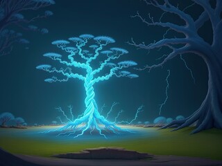 "Glowing Fantasy Tree – Enchanted Mystical Energy Forest Art"