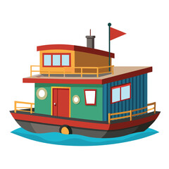 Fototapeta premium vector illustration of a houseboat