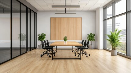 Modern Feng Shui Office Layout with Minimalist Furniture and Natural Light Design