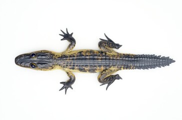 Naklejka premium Detailed View of Lizard on White Background Highlighting Unique Patterns and Features of Its Scales and Body Structure