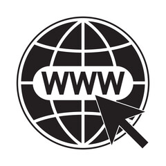 Globe icon symbol sign. Internet logo simple design. URL address label icon. Click to go to the website or internet pictogram. World Wide Web icon, www globe icon. EPS 10. Vector illustration