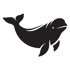 Balanced Beluga Whale silhouette, representing nature’s harmony - Beluga illustration - Minimalist Beluga vector - Whale silhouette
