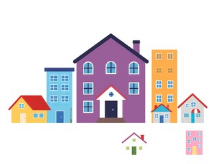 Fototapeta premium Charming Residential House Abundant with Large Windows Surrounded by Lush Greenery and Bright Sunlight