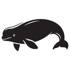 Compact Beluga Whale silhouette, an excellent marine design choice - Beluga illustration - Minimalist Beluga vector - Whale silhouette
