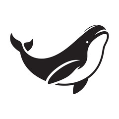 Stylized Beluga Whale silhouette, blending modern and classic design - Beluga illustration - Minimalist Beluga vector - Whale silhouette
