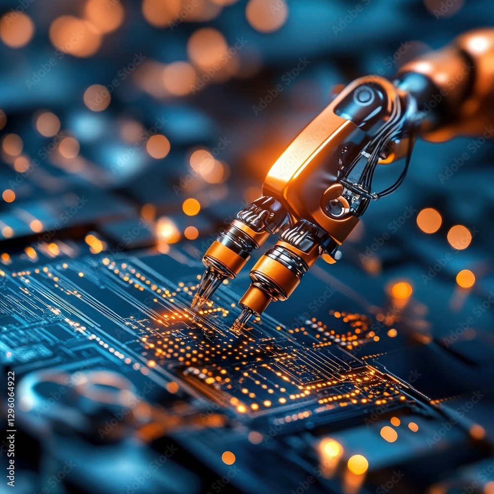 Poster Close-up of a computer chip displayed for sale with a unique design and intricate technology representing electronics