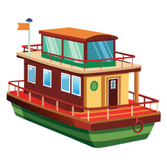 vector illustration of a houseboat