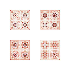 Mosaik seamless pattern. Modern outline shape geometric flowers pattern. Floral tile design element.
