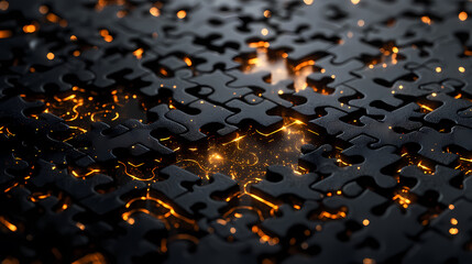 Fototapeta premium Black Puzzle with Light and Shadow Effect