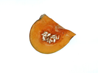 Fresh yellow sliced ​​pumpkin isolated on white background