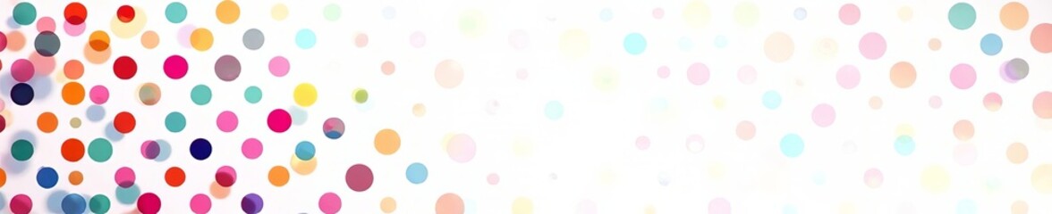 Geometric pattern of colorful dots forming abstract shapes on a white backdrop, decoration, backdrop