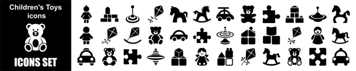 Toy & Childhood Icon Set for Play Learning Preschool Fun Development Education Joy Creativity