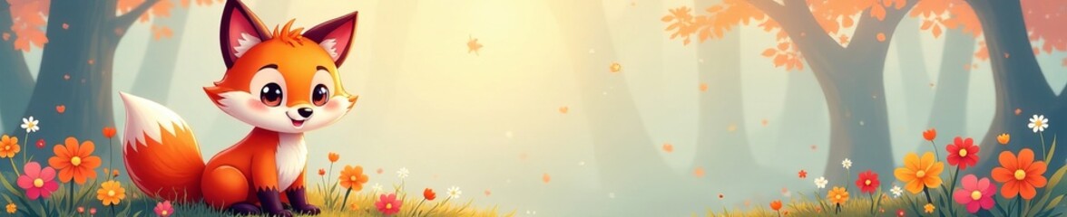Adorable cartoon fox illustration with vibrant colors and cute design, illustration, cute