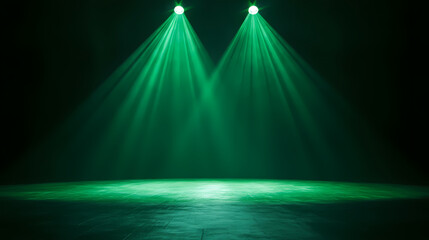 Green Light Beams on Dark Stage