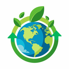 Eco Friendly icon with globe and green leaves