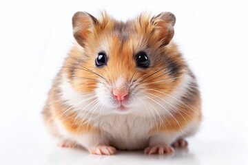 Adorable Hamster Portrait: Isolated Fluffy Pet Rodent with High Depth of Field