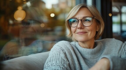 A woman in glasses deeply engrossed in a book, suggesting intellectual pursuits or relaxation at home.