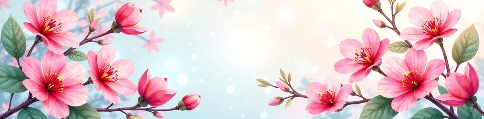 Vibrant floral spring blossom backdrop in a watercolor style with artistic brushstrokes, cherry, backdrop