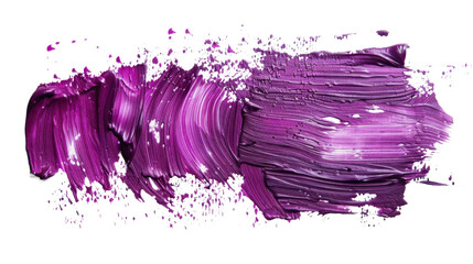 Purple paint brush stroke creating dynamic texture on transparent background