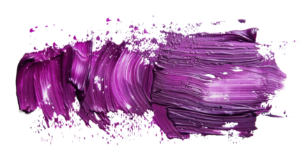 Purple paint brush stroke creating dynamic texture on transparent background