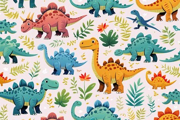 Adorable Dinosaur Design on Soft Pastel Background Perfect for Nursery Decor