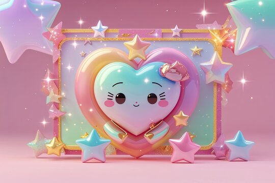 Cute Pastel Idol Lover Poster Set with Sparkling Stars and Dynamic Borders for Trendy Social Media and Flyers