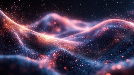 Fototapeta premium Visual Representation of Voice Assistant Through Glowing Sound Waves in Dark Space. Generative AI
