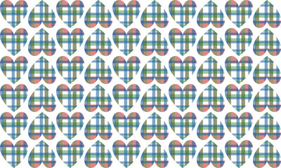 seamless pattern with grid strip up and down hearts, green and pink strip pink heart grid patter, repeat seamless pattern design for fabric print or background or t-shirt paint
