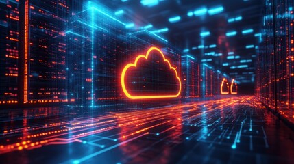Seamless Cloud Connectivity With Glowing Devices and Data Lines in a Modern Network