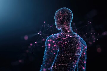 Digitale Menschliche Silhouette mit Netzstruktur

