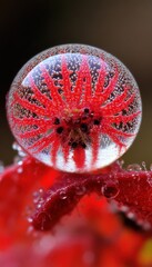 close up water drop on background  of a flower