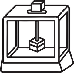 3d printer line art, black outline, vector and illustration, line art and outline