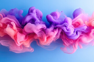 Fototapeta premium Colorful swirling smoke patterns on a blue background, creating an abstract and artistic visual effect