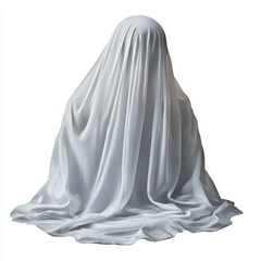 Naklejka premium A watercolor painting of a spectral bride, set against a midnight backdrop, isolated on a white background