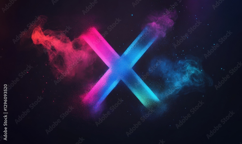 Wall mural the image is a colorful explosion of smoke and fire, with a large x in the middle. the x is made up 