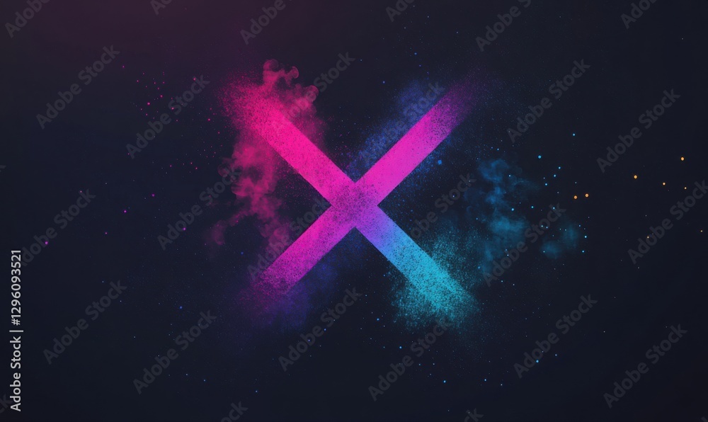 Wall mural a colorful x is displayed on a dark background. the x is made up of different colors and he is a sym