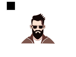 Handsome face man beard man emblems icons. Set of vector bearded hipster men faces. Haircuts, beards, mustaches set vector illustration.People Avatar Round Icon Set.