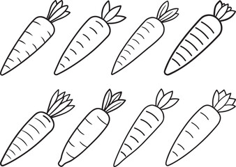Fototapeta premium set of carrot line art, black outline, vector and illustration, line art&nbsp;and&nbsp;outline