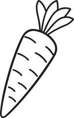 carrot line art, black outline, vector and illustration, line art and outline