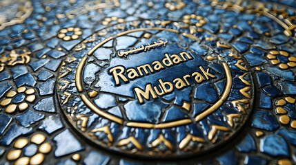 Ramadan Mubarak decorative mosaic pavement