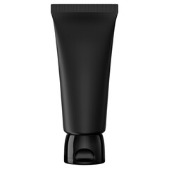 Black blank cosmetic tube mockup, front view