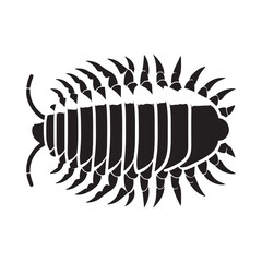 Eerie Giant Isopod silhouette, a symbol of the ocean’s unknown - Isopod illustration - Minimalist Giant Isopod vector - Deep-sea creature silhouette
