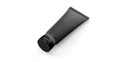 Black blank cosmetic tube mockup, top view